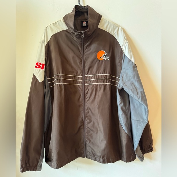 Cleveland Browns NFL Team Apparel Reebok Wind Breaker Rain Jacket Youth 14/16 - Picture 1 of 8